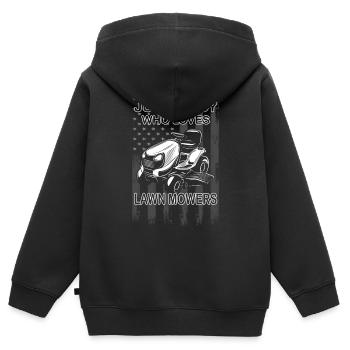Tonte de pelouse - Entretien de pelouse - Jardinier - Jardinier - Sweat Premium à capuche zippé enfant bio - noir - Dos - AI Model Kid Male (0cm)