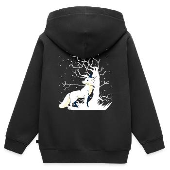 Fox Forest Animals Snow Winter Christmas Gift - Kids Premium Organic Zip-up Hoodie - black - Back - AI Model Kid Male (0cm)