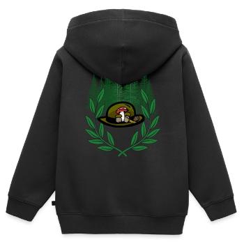 Wald Naturliebhaber Wandern Wanderung Lorbeer - Kinder Premium Organic Zip Hoodie - Schwarz - Hinten - AI Model Kid Male (0cm)
