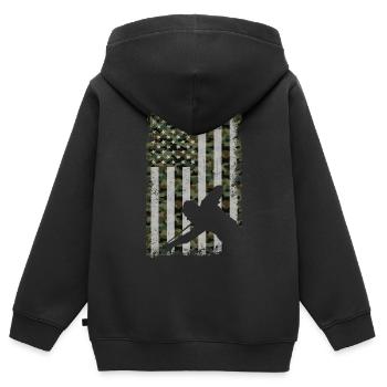 Billards Joueur de billard Balle - Sweat Premium à capuche zippé enfant bio - noir - Dos - AI Model Kid Male (0cm)
