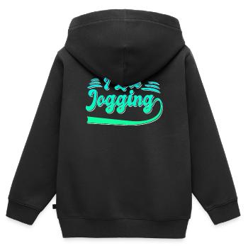 J’adore faire du jogging - Sweat Premium à capuche zippé enfant bio - noir - Dos - AI Model Kid Male (0cm)