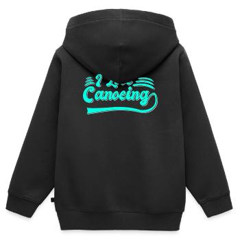 Ich liebe Kanusport - Kinder Premium Organic Zip Hoodie - Schwarz - Hinten - AI Model Kid Male (0cm)