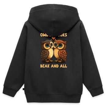 Owl Be Yours Beak And All Valentine's Day - Kids Premium Organic Zip-up Hoodie - black - Back - AI Model Kid Male (0cm)