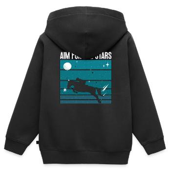 Show Jumping Aim For The Stars Horses Show Jumper - Kinder Premium Organic Zip Hoodie - Schwarz - Hinten - AI Model Kid Male (0cm)