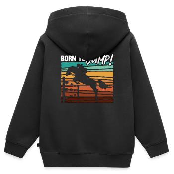 Show Jumping Born To Jump Retro Equine Show Jumper - Kinder Premium Organic Zip Hoodie - Schwarz - Hinten - AI Model Kid Male (0cm)