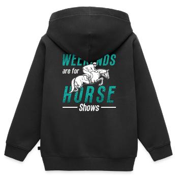 Les week-ends de saut d’obstacles sont pour les chevaux Saut d’obstacles - Sweat Premium à capuche zippé enfant bio - noir - Dos - AI Model Kid Male (0cm)
