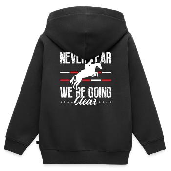 Show Jumping Never Fear We're Horses Show Jumper - Kinder Premium Organic Zip Hoodie - Schwarz - Hinten - AI Model Kid Male (0cm)
