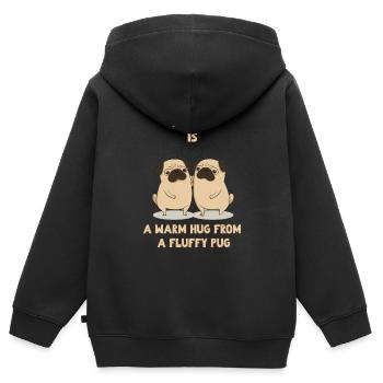 Love is a warm Hug from a fluffy Pug - Kids Premium Organic Zip-up Hoodie - black - Back - AI Model Kid Male (0cm)