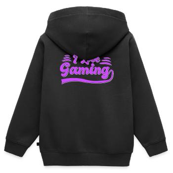 J’adore jouer - Sweat Premium à capuche zippé enfant bio - noir - Dos - AI Model Kid Male (0cm)