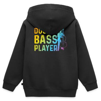Contrabass Double Bass Player - Double Bass Player - Kinder Premium Organic Zip Hoodie - Schwarz - Hinten - AI Model Kid Male (0cm)