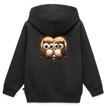Owl Heart Valentine's Day - Kids Premium Organic Zip-up Hoodie - black - Back - AI Model Kid Male (0cm)