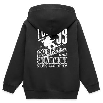 Snowboarders, Vacances snowboard, Matériel de snowboard - Sweat Premium à capuche zippé enfant bio - noir - Dos - AI Model Kid Male (0cm)