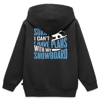 Snowboarders, Vacances snowboard, Matériel de snowboard - Sweat Premium à capuche zippé enfant bio - noir - Dos - AI Model Kid Male (0cm)