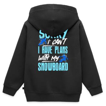 Snowboarders, Vacances snowboard, Matériel de snowboard - Sweat Premium à capuche zippé enfant bio - noir - Dos - AI Model Kid Male (0cm)