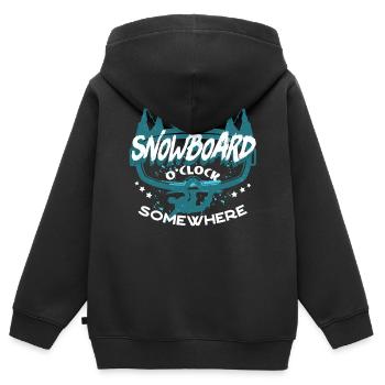 Snowboarders, Vacances snowboard, Matériel de snowboard - Sweat Premium à capuche zippé enfant bio - noir - Dos - AI Model Kid Male (0cm)