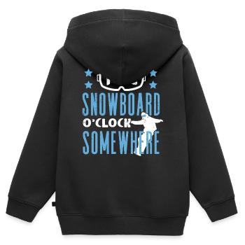Snowboarders, Vacances snowboard, Matériel de snowboard - Sweat Premium à capuche zippé enfant bio - noir - Dos - AI Model Kid Male (0cm)