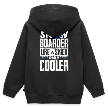 Snowboarders, Vacances snowboard, Matériel de snowboard - Sweat Premium à capuche zippé enfant bio - noir - Dos - AI Model Kid Male (0cm)