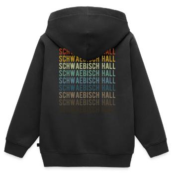Schwaebisch Hall City Retro Vintage - Sweat Premium à capuche zippé enfant bio - noir - Dos - AI Model Kid Male (0cm)