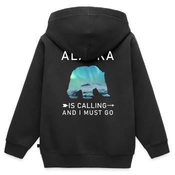 Alaska - Kinder Premium Organic Zip Hoodie - Schwarz - Hinten - AI Model Kid Male (0cm)
