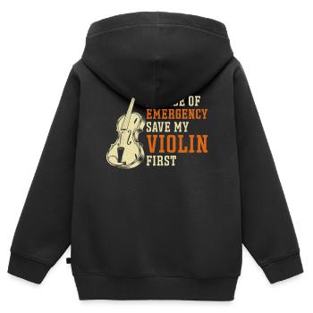 Violoniste en cas de - Sweat Premium à capuche zippé enfant bio - noir - Dos - AI Model Kid Male (0cm)