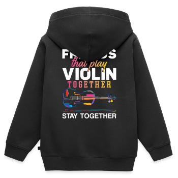 Violon Violoniste Besties Buddies - Sweat Premium à capuche zippé enfant bio - noir - Dos - AI Model Kid Male (0cm)