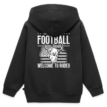 Steer Wrestling et vous pensiez chevaux de football - Sweat Premium à capuche zippé enfant bio - noir - Dos - AI Model Kid Male (0cm)