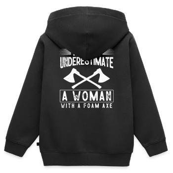 Larp, Larping, Jeu de rôle - Sweat Premium à capuche zippé enfant bio - noir - Dos - AI Model Kid Male (0cm)