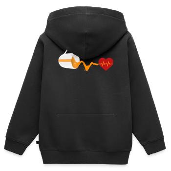 Coffee heartbeat cup tipped over - Kids Premium Organic Zip-up Hoodie - black - Back - AI Model Kid Male (0cm)