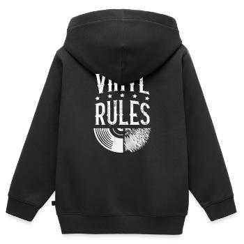 Règles du vinyle Audiophile - Sweat Premium à capuche zippé enfant bio - noir - Dos - AI Model Kid Male (0cm)