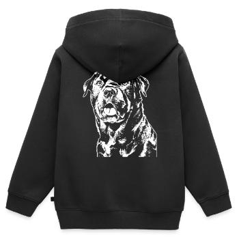 Un Rottweiler dans le style de conception de logo typique. - Sweat Premium à capuche zippé enfant bio - noir - Dos - AI Model Kid Male (0cm)