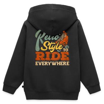 Skaten, Rollschuhlaufen - Kinder Premium Organic Zip Hoodie - Schwarz - Hinten - AI Model Kid Male (0cm)