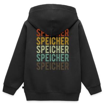 Speicher Stadt Retro Vintage - Kinder Premium Organic Zip Hoodie - Schwarz - Hinten - AI Model Kid Male (0cm)