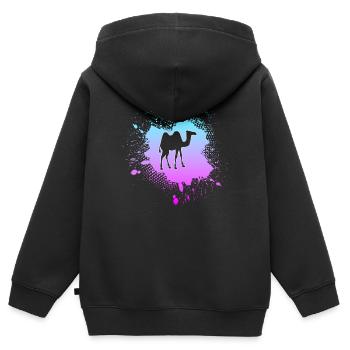 Kamel - Kinder Premium Organic Zip Hoodie - Schwarz - Hinten - AI Model Kid Male (0cm)
