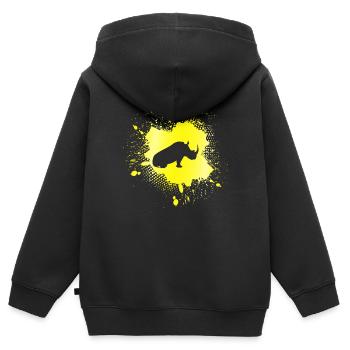 Nashorn - Kinder Premium Organic Zip Hoodie - Schwarz - Hinten - AI Model Kid Male (0cm)