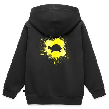 Tortue - Sweat Premium à capuche zippé enfant bio - noir - Dos - AI Model Kid Male (0cm)