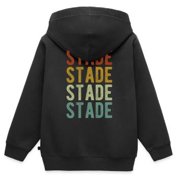 Stade City Retro Vintage - Sweat Premium à capuche zippé enfant bio - noir - Dos - AI Model Kid Male (0cm)