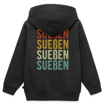 Sueßen Stadt Retro Vintage - Kinder Premium Organic Zip Hoodie - Schwarz - Hinten - AI Model Kid Male (0cm)