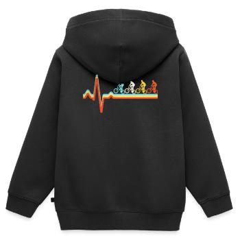 BMX Retro Herzschlag - Kinder Premium Organic Zip Hoodie - Schwarz - Hinten - AI Model Kid Male (0cm)