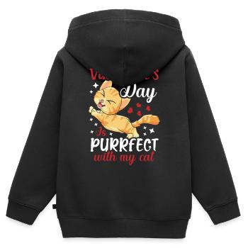 Valentine's Day Ist Purrfect Mit Meinem - Kinder Premium Organic Zip Hoodie - Schwarz - Hinten - AI Model Kid Male (0cm)