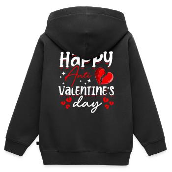 Happy Anti-valentinstag Haters Herz Gebrochen - Kinder Premium Organic Zip Hoodie - Schwarz - Hinten - AI Model Kid Male (0cm)