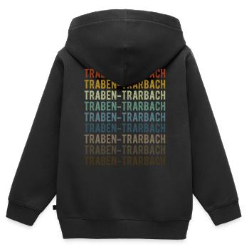 Traben-Trarbach City Retro Vintage - Sweat Premium à capuche zippé enfant bio - noir - Dos - AI Model Kid Male (0cm)