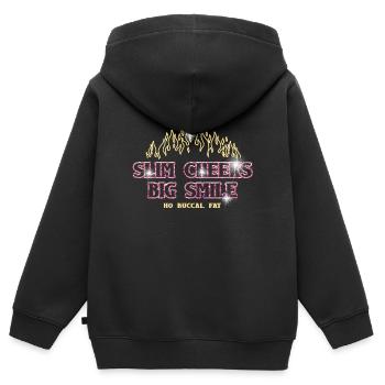 Slim Cheers, Big Smile, No Buccal Fat - Kids Premium Organic Zip-up Hoodie - black - Back - AI Model Kid Male (0cm)