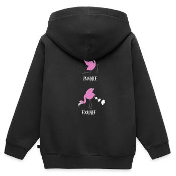 Yoga Flamingo inspirer et expirer - Sweat Premium à capuche zippé enfant bio - noir - Dos - AI Model Kid Male (0cm)