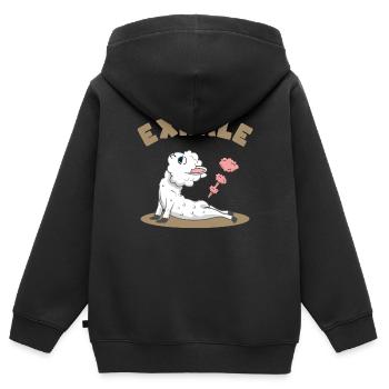Yoga Lama inspire et expire - Sweat Premium à capuche zippé enfant bio - noir - Dos - AI Model Kid Male (0cm)