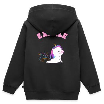 Yoga Licorne inspirer et expirer - Sweat Premium à capuche zippé enfant bio - noir - Dos - AI Model Kid Male (0cm)