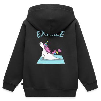 Yoga Licorne inspirer et expirer - Sweat Premium à capuche zippé enfant bio - noir - Dos - AI Model Kid Male (0cm)