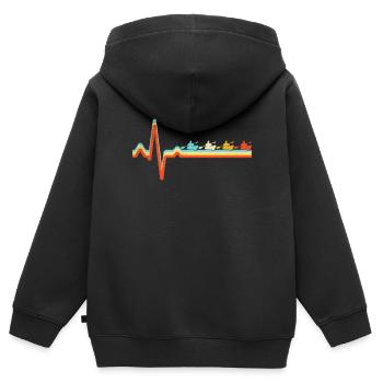 Kanusport Retro Herzschlag - Kinder Premium Organic Zip Hoodie - Schwarz - Hinten - AI Model Kid Male (0cm)