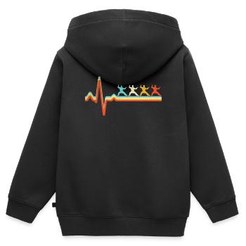 Kampfsport Retro Herzschlag - Kinder Premium Organic Zip Hoodie - Schwarz - Hinten - AI Model Kid Male (0cm)