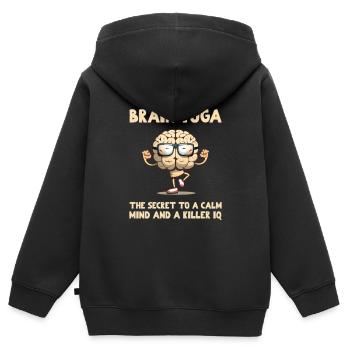 Brain Yoga The Secret to a Calm Mind & a Killer IQ - Kinder Premium Organic Zip Hoodie - Schwarz - Hinten - AI Model Kid Male (0cm)