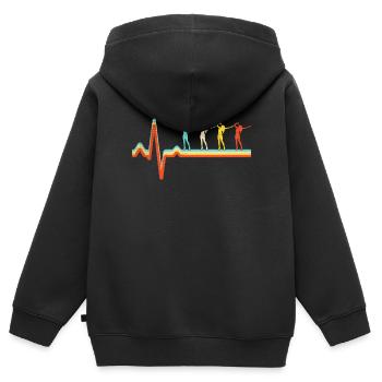 Chanter Retro Heartbeat - Sweat Premium à capuche zippé enfant bio - noir - Dos - AI Model Kid Male (0cm)